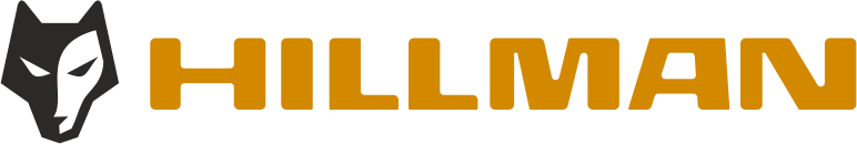 The image shows the logo for Hillman, featuring a stylized wolf head in black on the left and the word HILLMAN in bold orange letters on the right. The wolfs design is angular and modern.