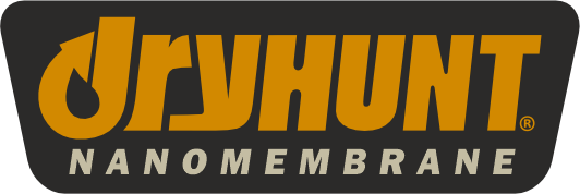 Logo featuring the word DryHunt in bold, orange lettering above the word Nanomembrane in white text, set against a black background.