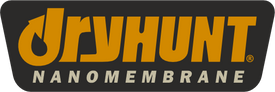 Logo featuring the text Dryhunt Nanomembrane in bold, orange letters on a black background.