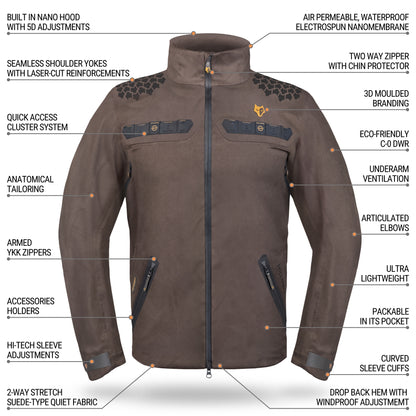 The HILLMAN GEAR 5WL Lightweight Hunting Rain Jacket offers an ultra-lightweight design with features like a waterproof coat, nano hood, and quick access zippers. Its breathable nano-membrane ensures comfort, while articulated elbows and curved sleeves enhance functionality in eco-friendly fabric.
