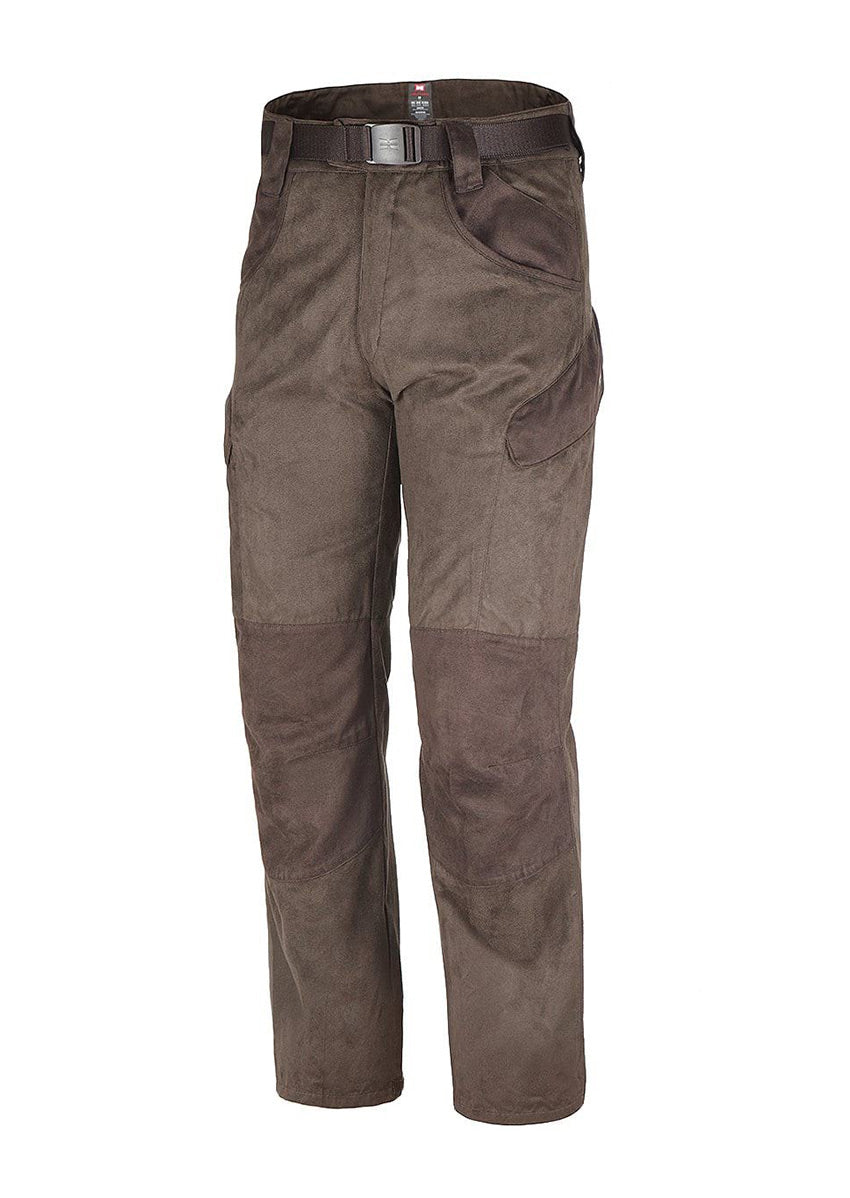 The Hillman® XPR Ultralight Climatronic Hunting Pants in ranger green feature a belt, multiple pockets, reinforced knees, and textured fabric for durability and utility across various activities.