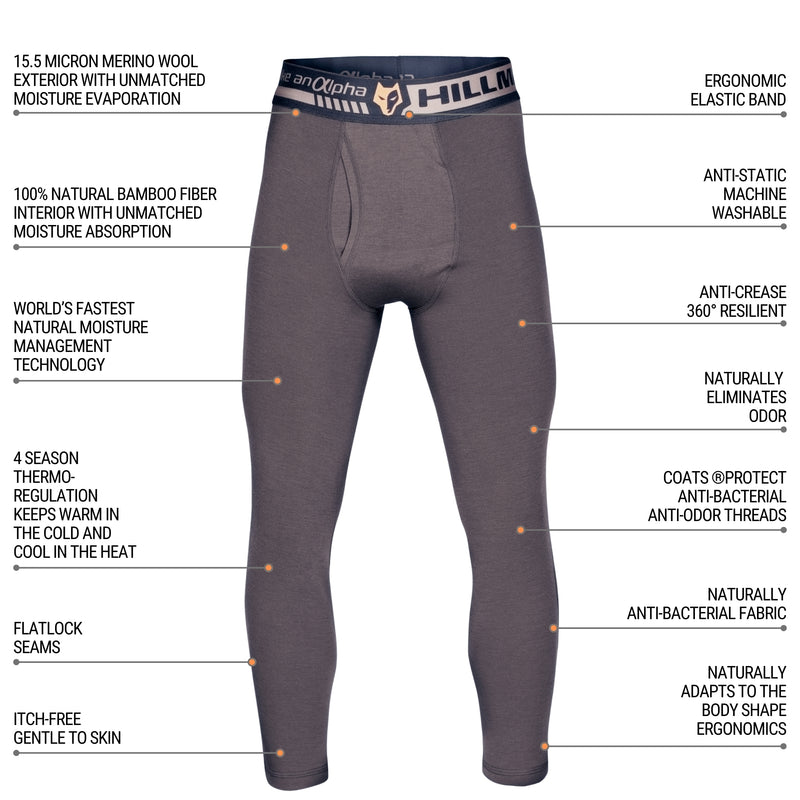 Merino Hunting Base Layer Bottom [2BL] Synertech® Long Johns Thermal Underwear